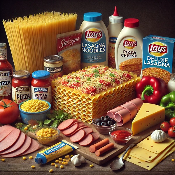 مواد لازم لازانیا با سوسیس و کالباس