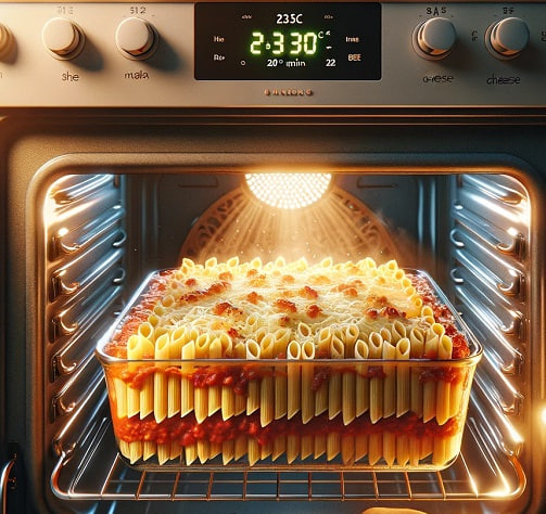 مرحله چهارم پخت پاستا با سالاد ایتالیایی و نان سیر