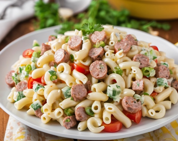 مواد لازم و طرز تهیه سالاد ماکارونی با سوسیس مواد لازم و طرز تهیه سالاد ماکارونی با سوسیس