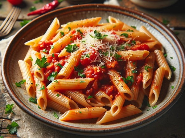 مواد لازم و طرز تهیه پاستا آرابیتا با سس گوجه فرنگی