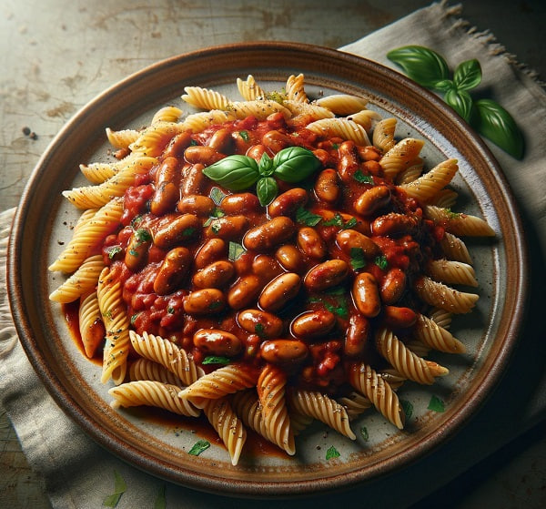 مواد لازم و طرز تهیه پاستا با خوراک لوبیا چیتی