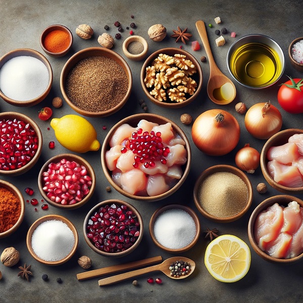مواد لازم خورش فسنجان با مرغ