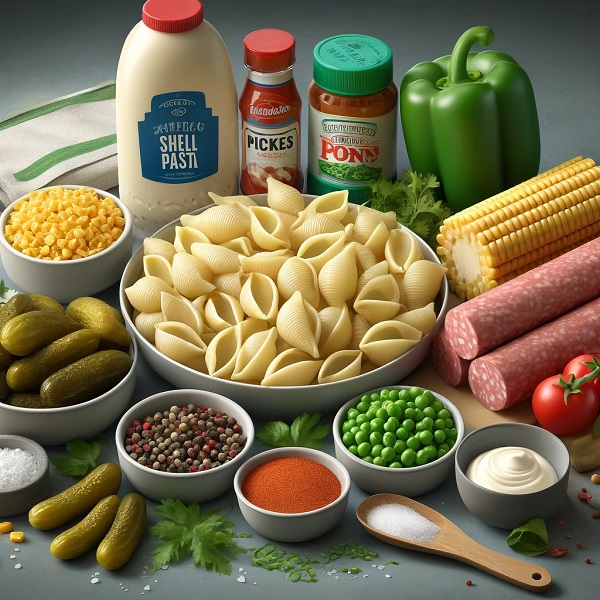 مواد لازم پاستا صدفی شکم پر