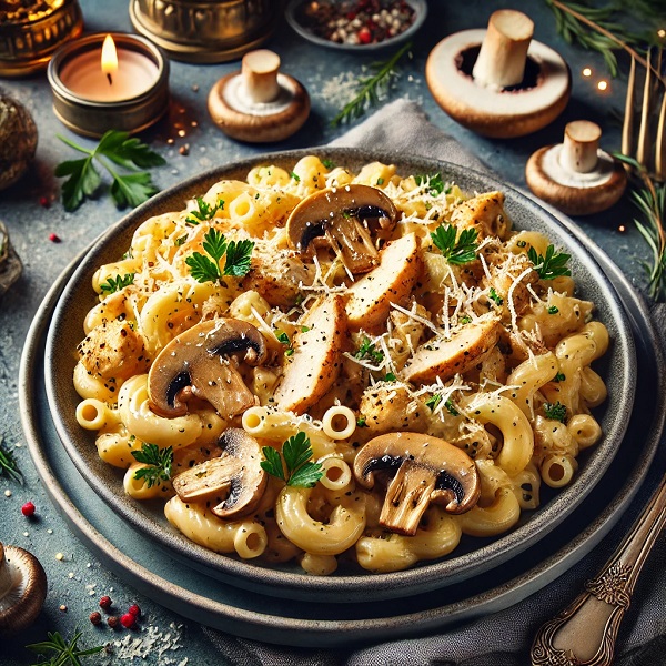 مواد لازم و طرز تهیه سالاد ماکارونی با مرغ و قارچ