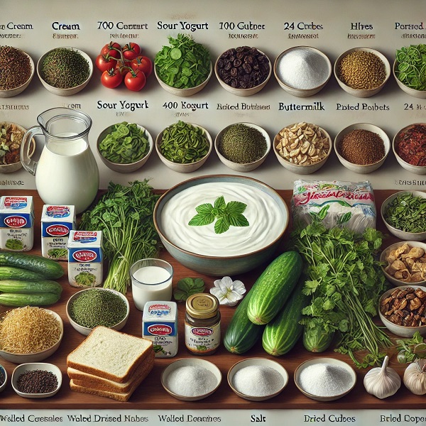 مواد لازم آبدوغ خیار مجلسی