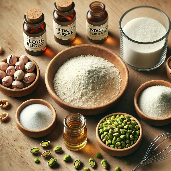 مواد لازم شیرینی کاپ پسته
