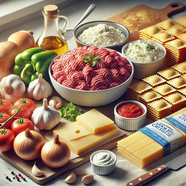 مواد لازم لازانیا لقمه ای پنیری - روش اول