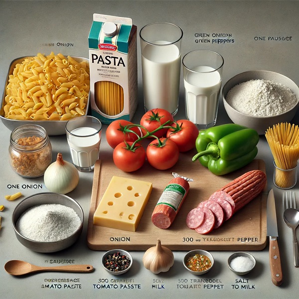 مواد لازم پاستا پنیری