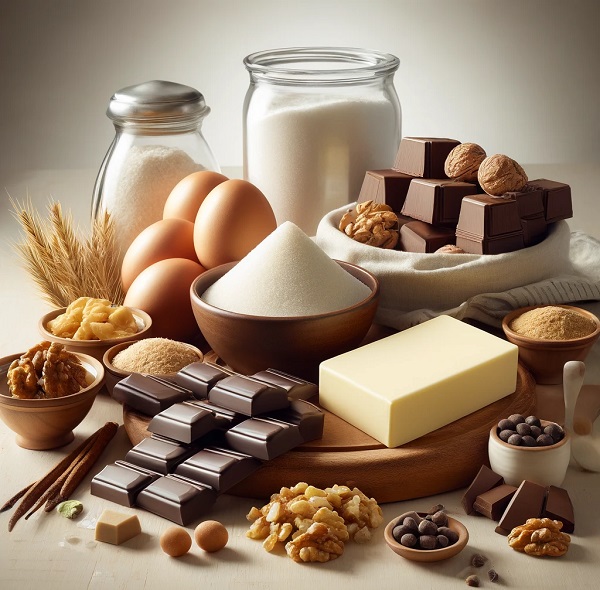 مواد لازم کوکی دابل چاکلت گردویی