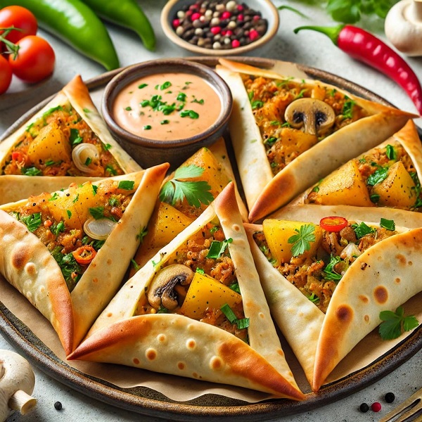 مواد لازم و طرز تهیه سمبوسه پیتزایی