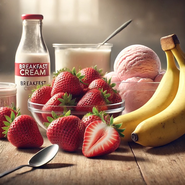 مواد لازم اسموتی توت فرنگی و موز