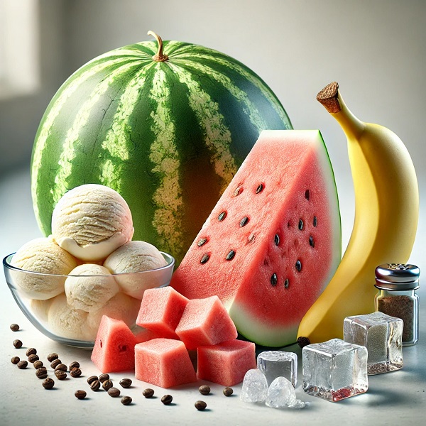 مواد لازم اسموتی هندوانه و بستنی