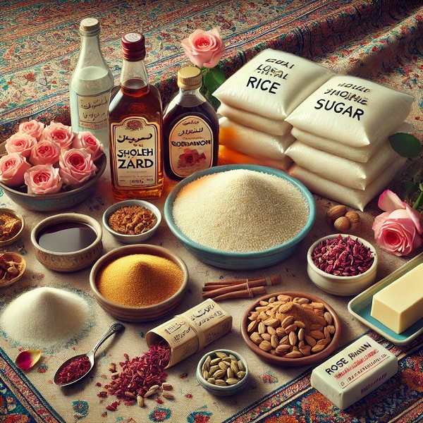 مواد لازم شله زرد نذری