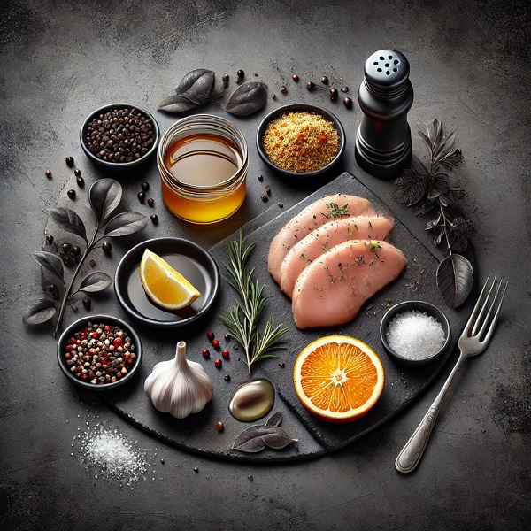 مواد لازم مرینیت پرتقال و زیره برای استیک مرغ رژیمی