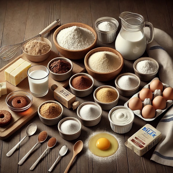 مواد لازم پنکیک کاکائویی با ماست