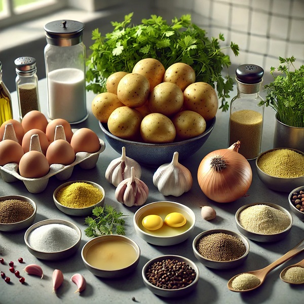 مواد لازم کوکو سیب زمینی