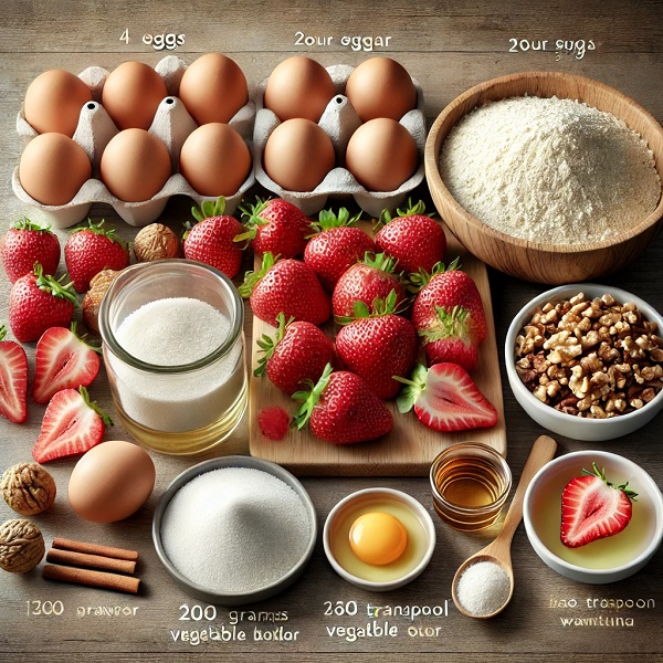 مواد لازم کیک توت فرنگی