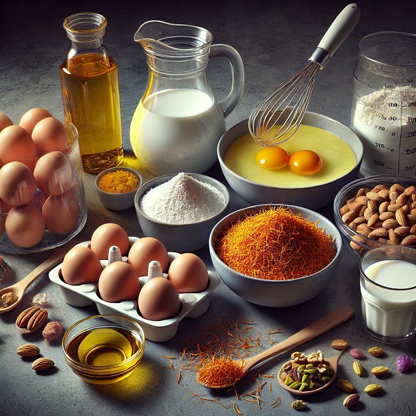 مواد لازم کیک زعفرانی
