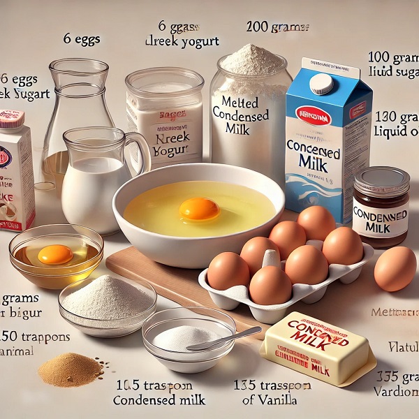 مواد لازم کیک شیر عسلی