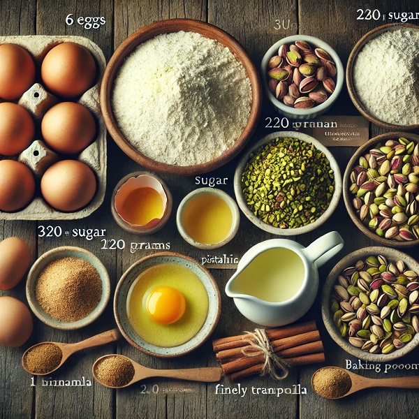 مواد لازم کیک پسته