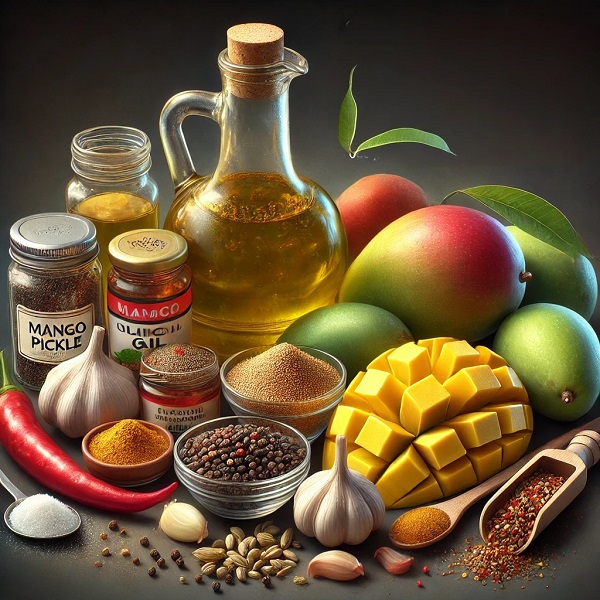 مواد لازم ترشی انبه با روغن زیتون