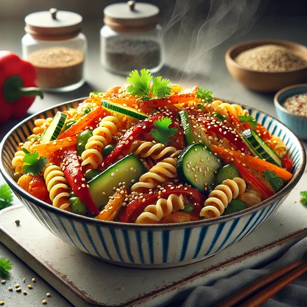 مواد لازم و طرز تهیه سالاد پاستا به سبک سیچوان