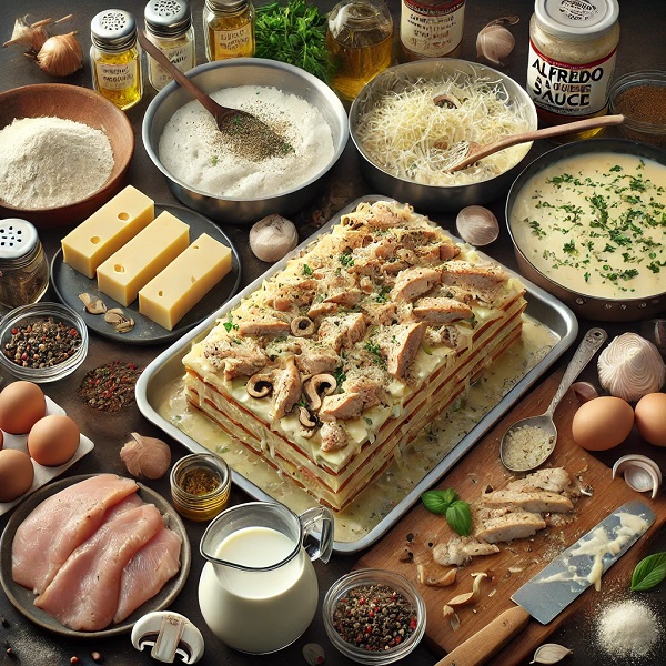 طرز تهیه لازانیا مرغ با سس آلفردو