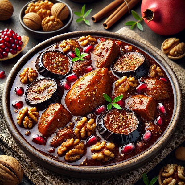 مواد لازم و طرز تهیه فسنجان با بادمجون مواد لازم و طرز تهیه فسنجان با بادمجون