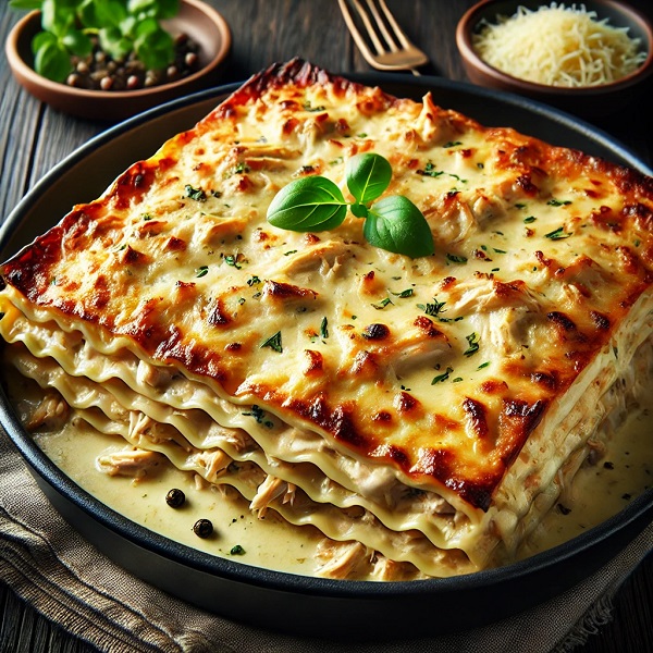 مواد لازم و طرز تهیه لازانیا مرغ با سس آلفردو