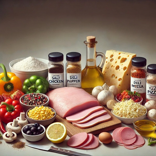 مواد لازم استرامبولی مرغ و قارچ