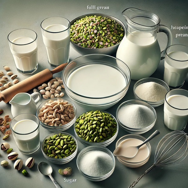 مواد لازم بستنی وانیلی پسته‌ای خانگی