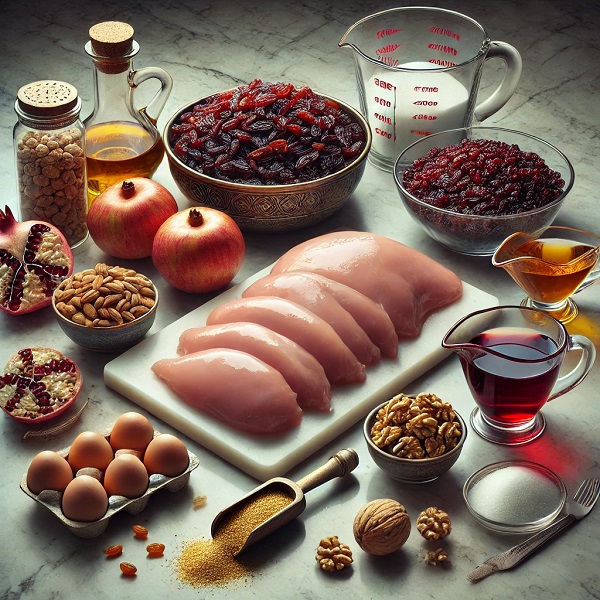 مواد لازم خورشت فسنجان با سرکه