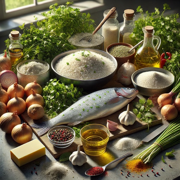 مواد لازم سبزی پلو با ماهی