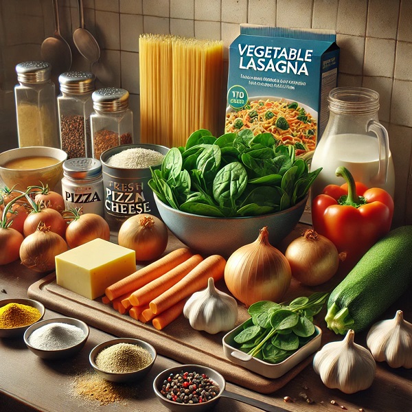 مواد لازم لازانیا سبزیجات