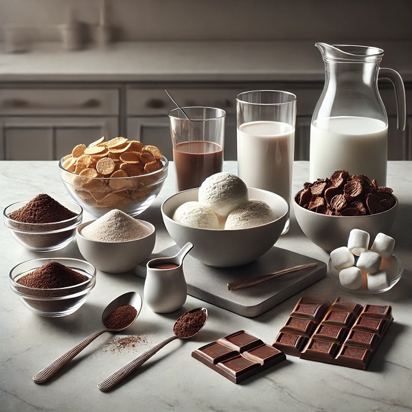 مواد لازم میلک شیک شکلاتی
