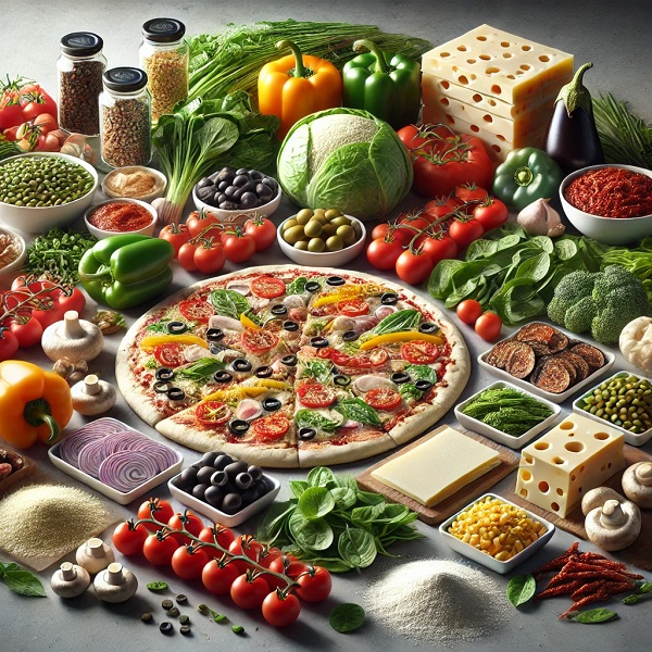 مواد لازم پیتزا سبزیجات