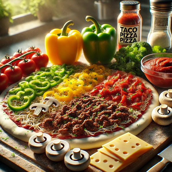 مواد لازم پیتزا گوشت و قارچ