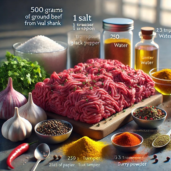 مواد لازم گوشت چرخ کرده