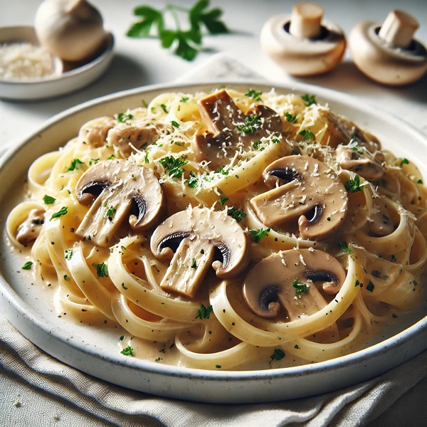 مواد لازم و طرز تهیه پاستا قارچ خامه ای