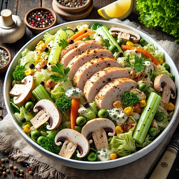 سالاد مرغ با کرفس و سس ماست