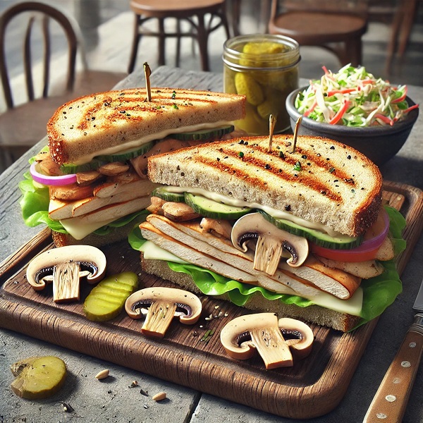 مواد لازم و طرز تهیه ساندویچ مرغ و قارچ