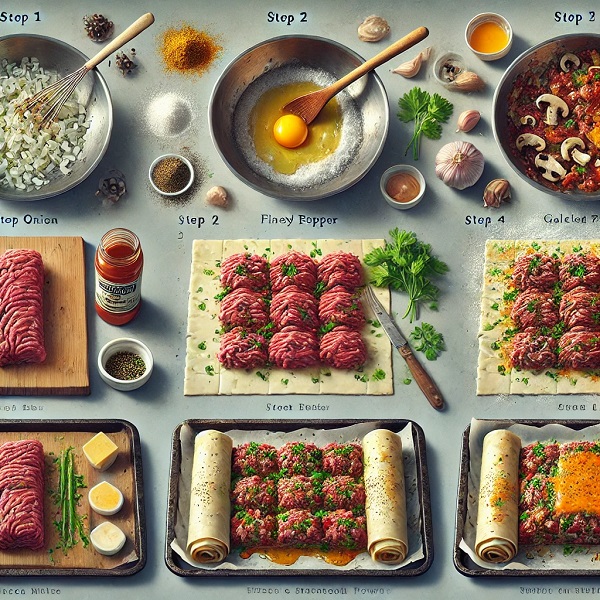 طرز تهیه بورک گوشت و قارچ