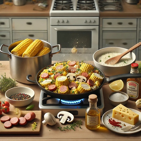 طرز تهیه ذرت مکزیکی با کالباس