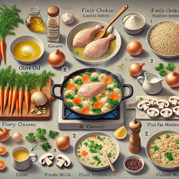 طرز تهیه سوپ مرغ و قارچ