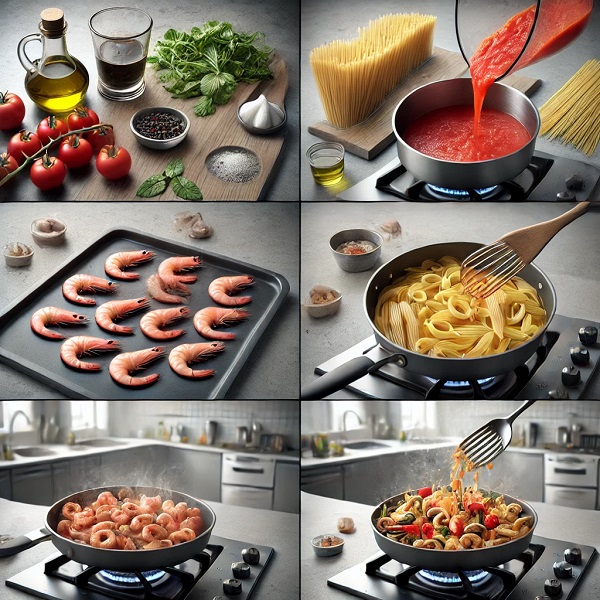 طرز تهیه پاستا با میگو بدون خامه