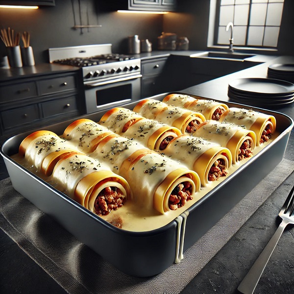 مواد لازم و طرز تهیه لازانیا رولی با سس بشامل