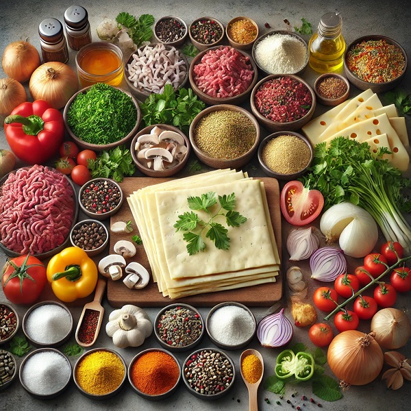 مواد لازم بورک گوشت و قارچ