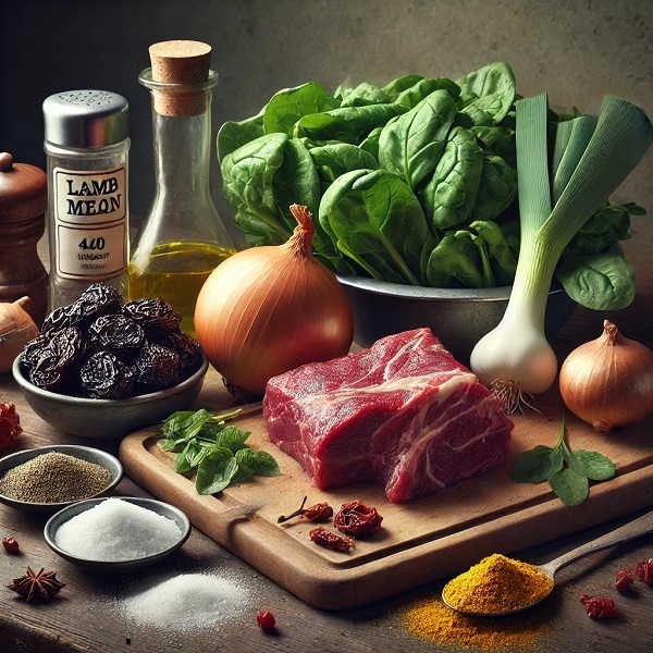 مواد لازم خورشت آلو اسفناج