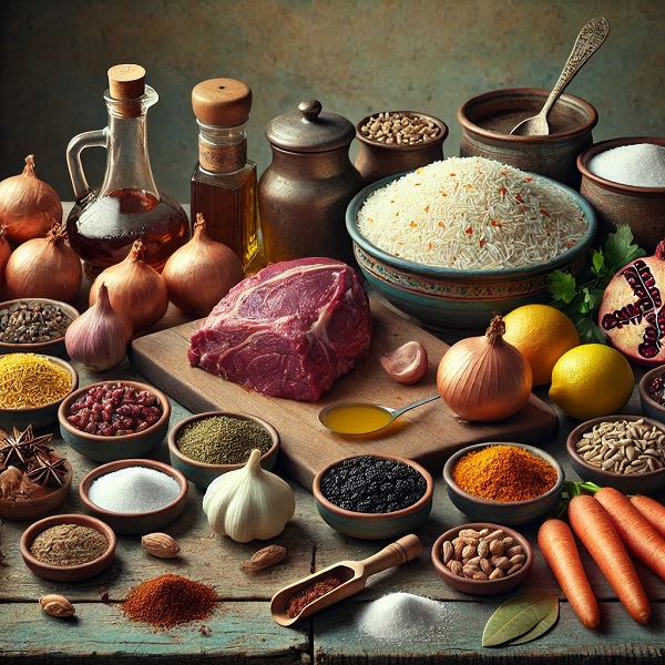 مواد لازم خورشت آلو مجلسی با گوشت