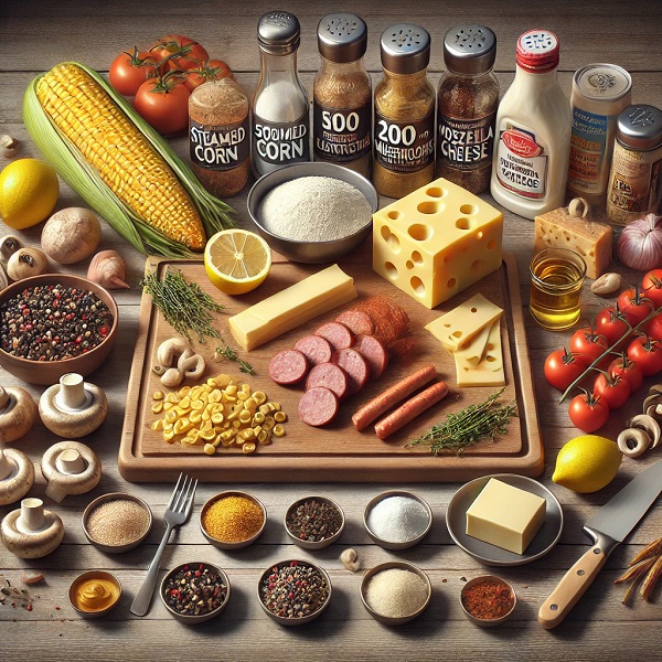 مواد لازم ذرت مکزیکی با کالباس